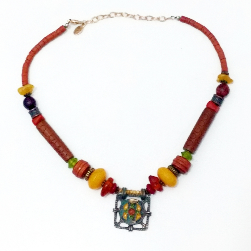 Vintage Robert Rose Early Plastic Amber Necklace - Picture 3 of 8